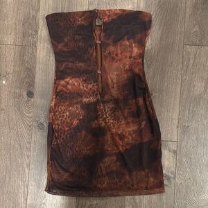 SHEIN Brown and Black Strapless Dress